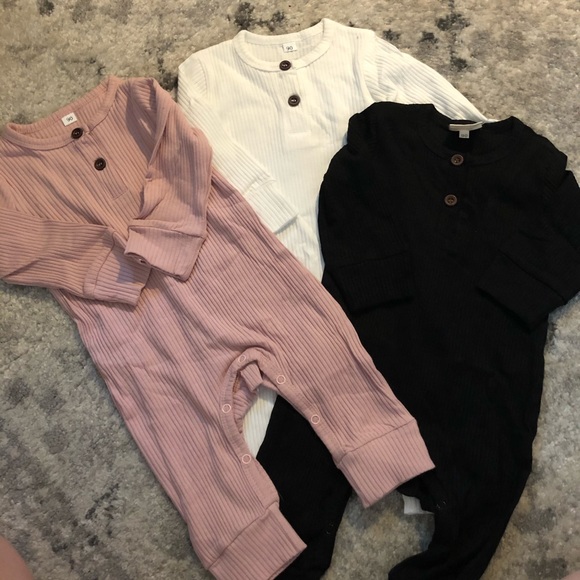 Other - NWT BUNDLE 3 RIBBED HENLEY SNAP BOTTOM ONESIES